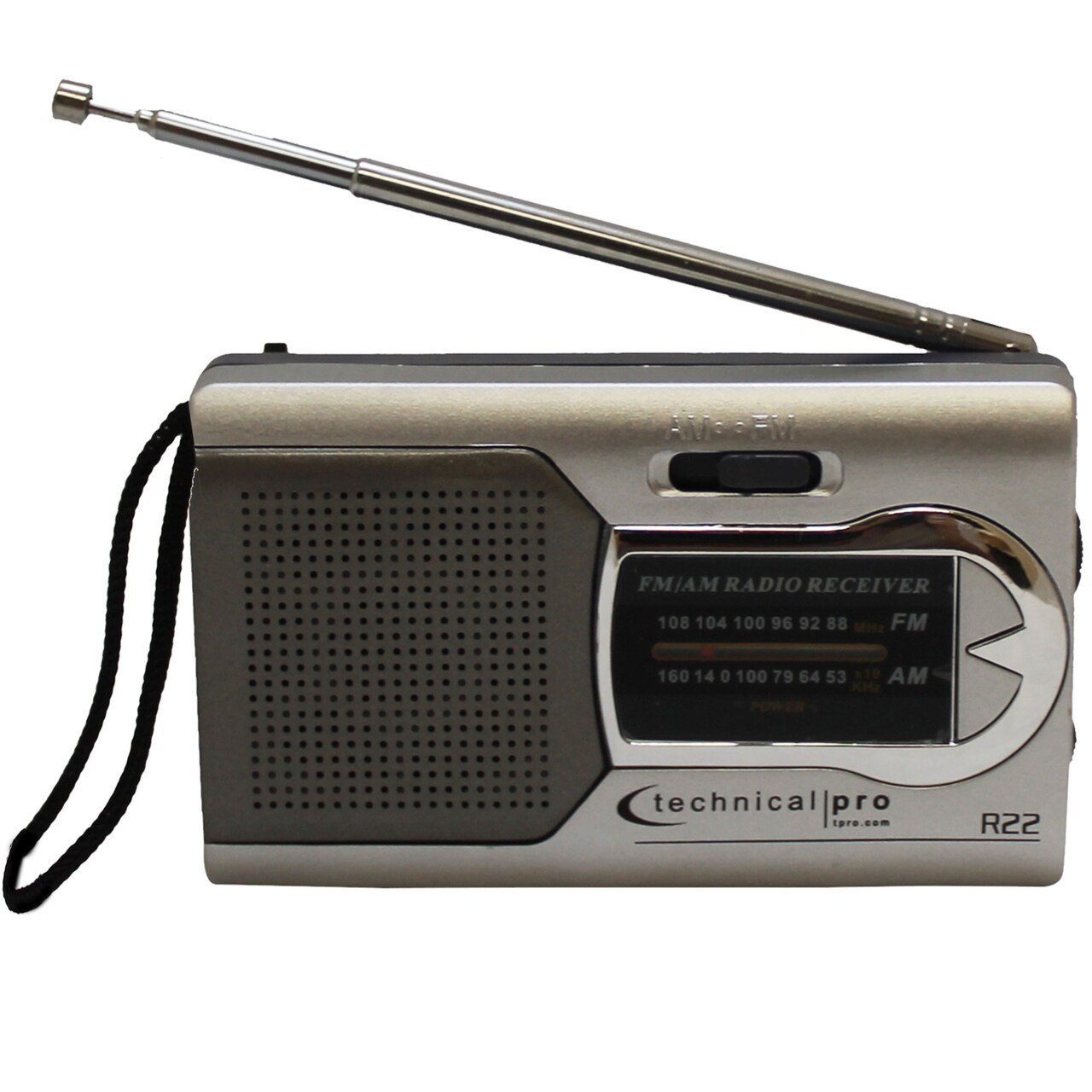 Technical Pro   AM FM Radio Portable Speaker, Battery-Powered Handheld Radio w/ Speaker Manual Tuner, Headphone Jack for